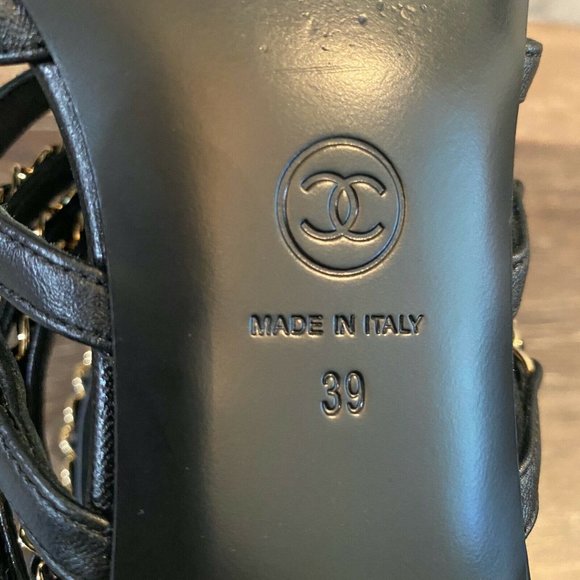 CHANEL 18 SS Leather Gold Chain Gladiator Sandals - Picture 10 of 12